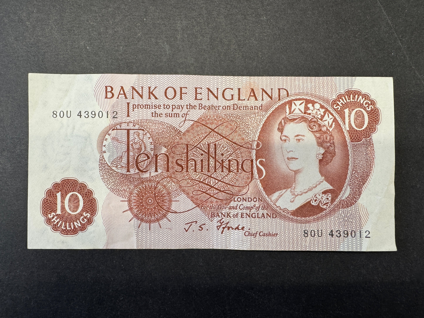 Bank Of England 10 Shillings Series C Banknote 1961-1970