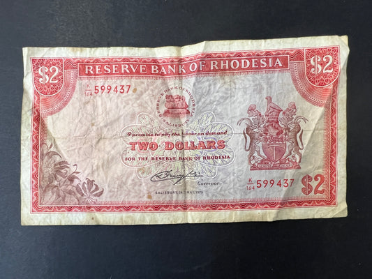 Rhodesia Rare Vintage $2 Banknote - A Piece of History!