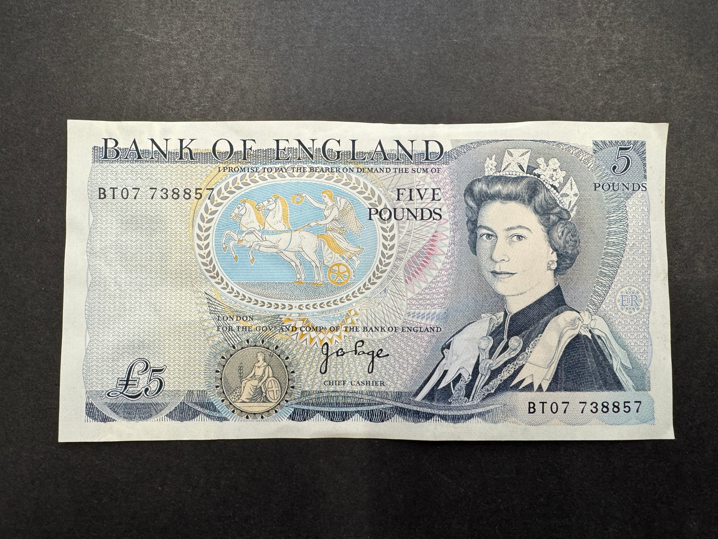 £5 Pounds Duke Of Wellington Banknote From The Bank Of England (Issued between 1971 & 1991)