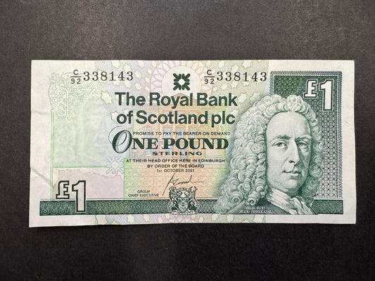 The Royal Bank Of Scotland £1 Pound Vintage Banknote 1987-2001