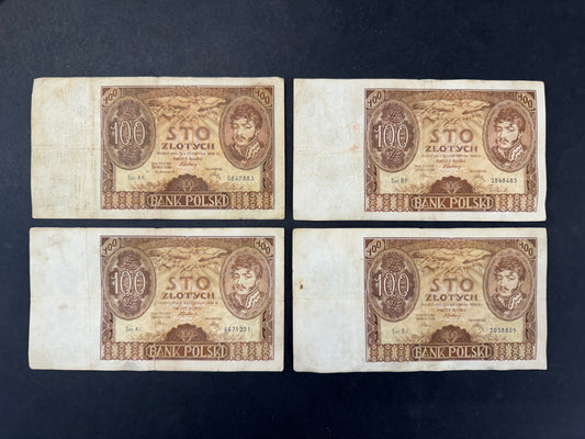 Rare Poland 100 Zloty Banknote Set (issued 1934)